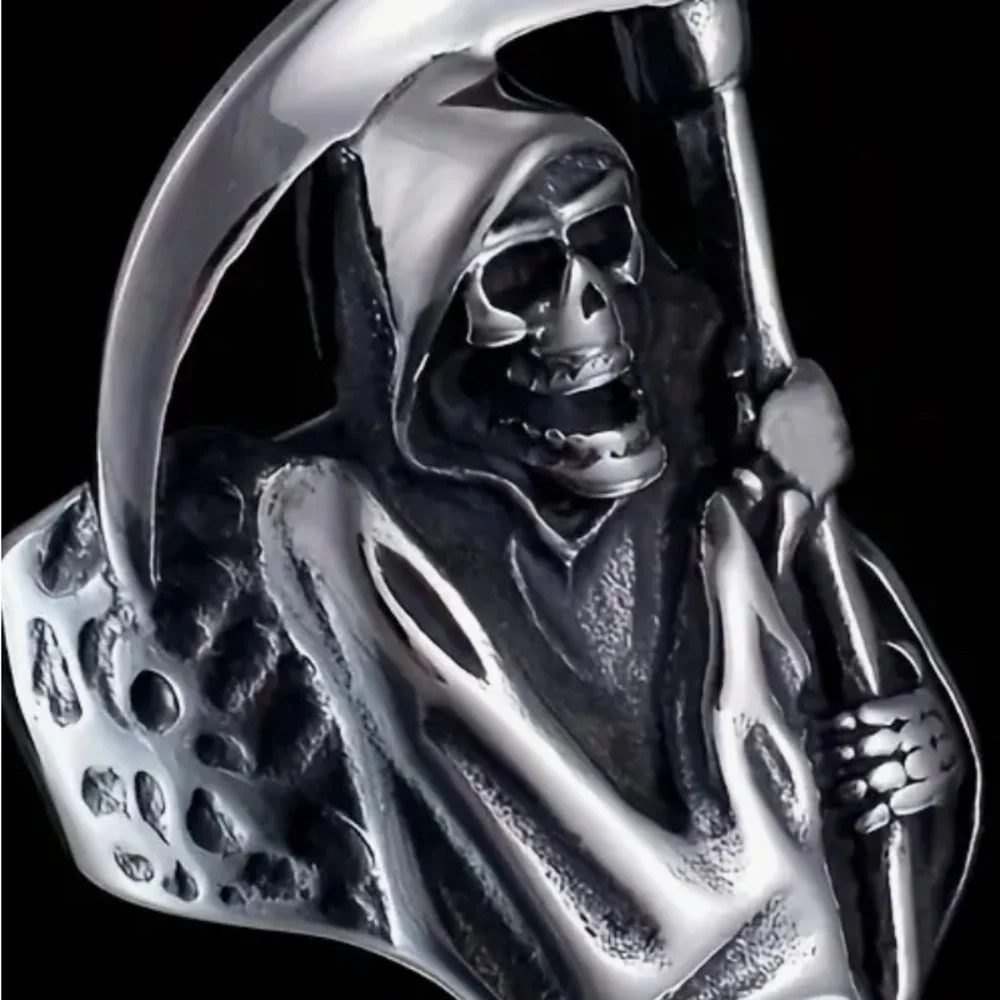 Grimm reaper with sickle men's ring